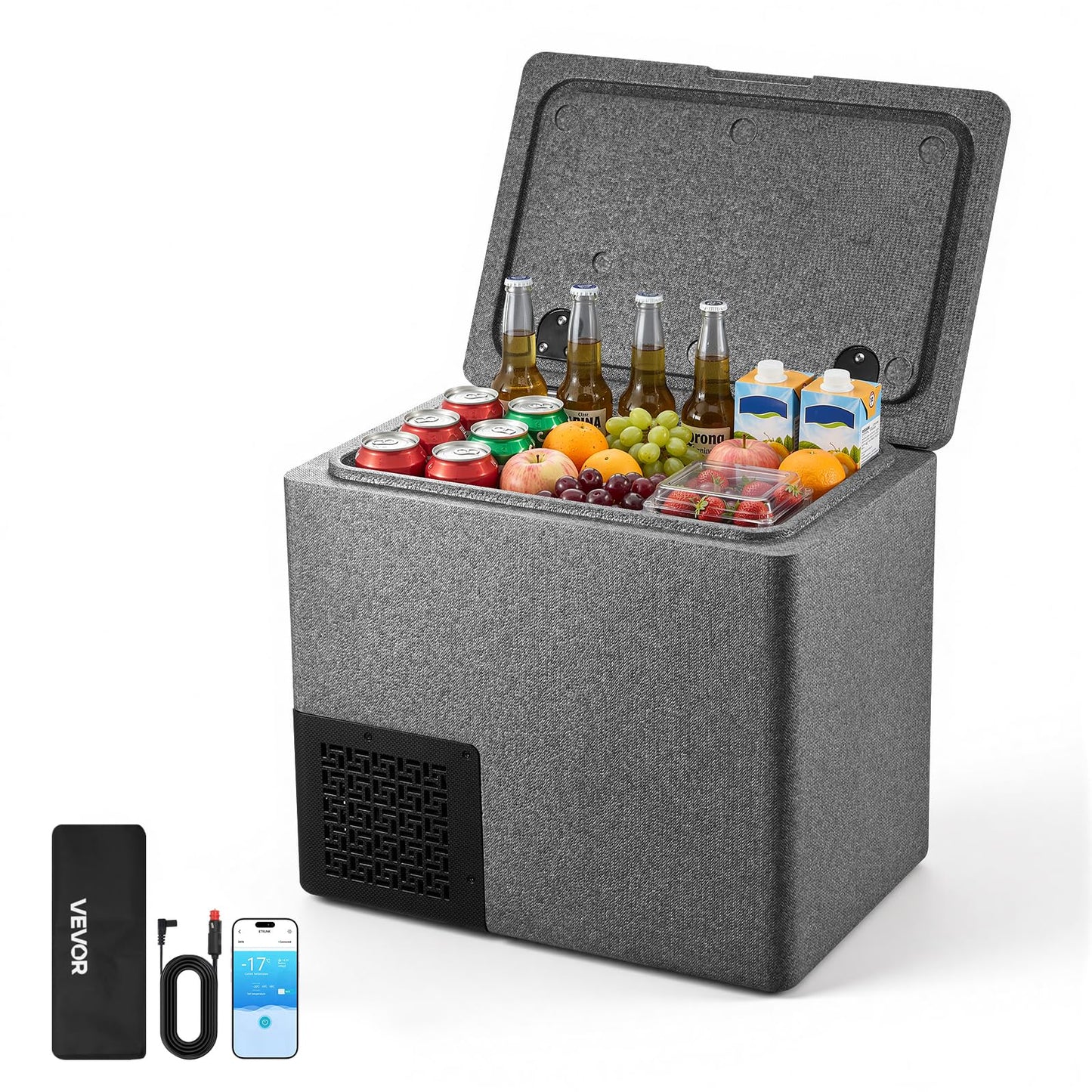 VEVOR 12 Volt Refrigerator, 21.1 QT/ 20L Car Fridge, Portable Ultra-Light EPP Freezer, APP Control Electric Compressor, 12V/24V DC, 14℉ to 50℉, for Truck Van RV SUV Boat Travel Camping