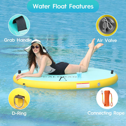 CALOBANA Inflatable Floating Dock Platform, Round Inflatable Floating Island Raft with Portable Storage Carrying Bag for Pool Lake Beach Ocean Party