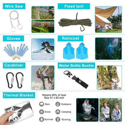 Skywod,Survival Gear Professional Kit and Large Camping Backpack,First Aid Kit for Adventure Outdoor Hiking Accessories (Outdoor camo)