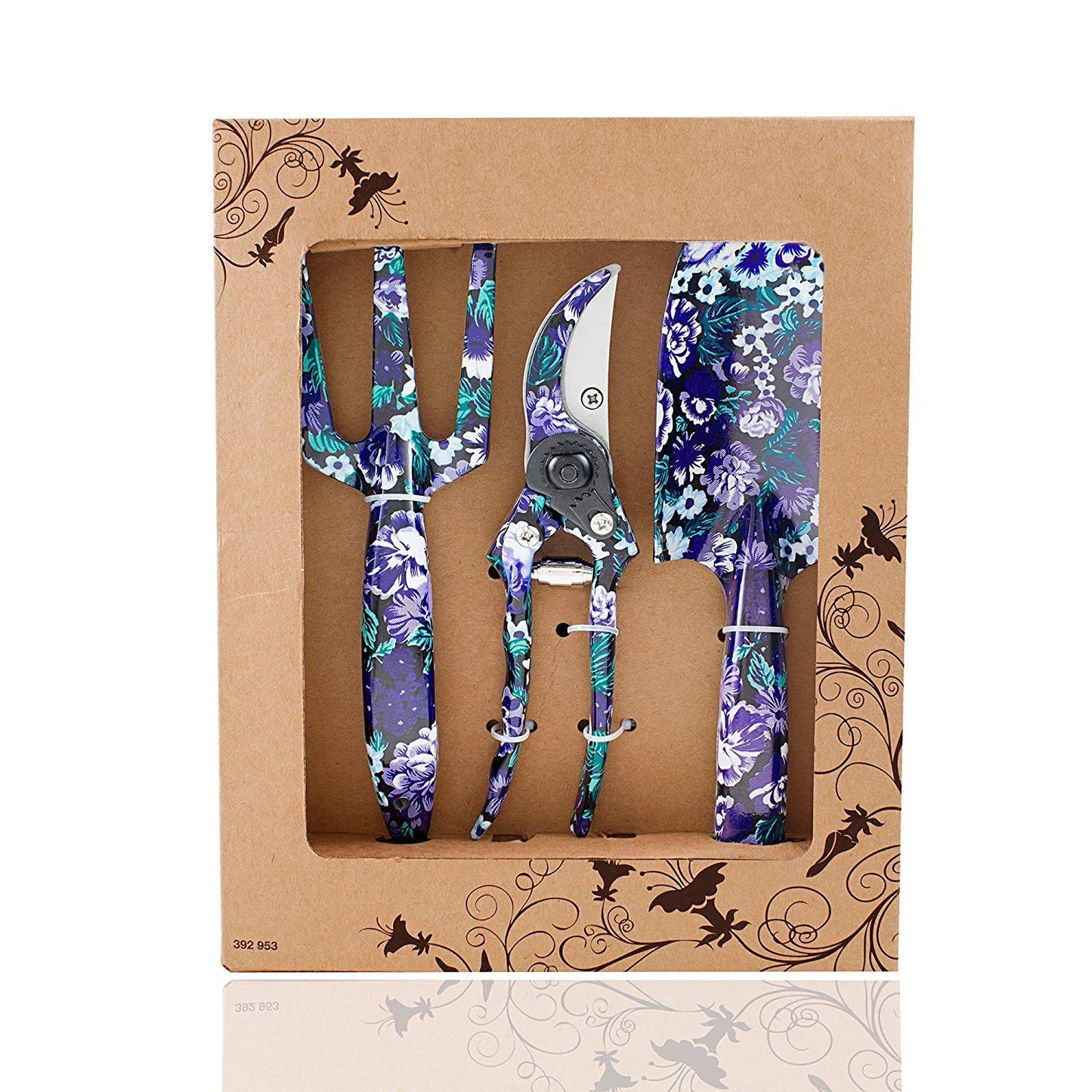 FLORA GUARD 3 Piece Aluminum Garden Tool Set - Trowel, Cultivator, Pruning Shear, Gift Set for Gardening Needs (Purple&Blue)