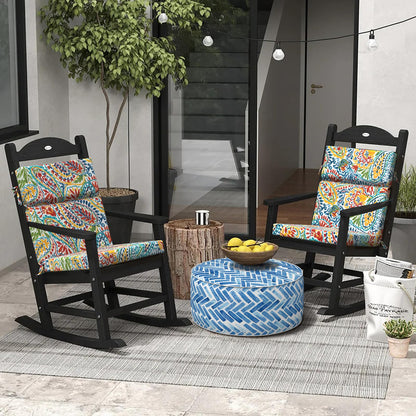DYTXIII Outdoor High Back Chair Cushions Set of 2, 44"x22" Water Repellent Patio Seat Cushions with Elastic Sponge, All Weather Chair Pads for Rocking, Dining Chairs, Patio Furniture - Paisley Multi