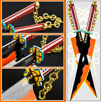 82.6in Demon Swords Building SetTengen Uzui Sword Building Block with Stand Model Kits Katana ToyCreative Gifts for Swords Fan Adults 14+ (1478 PCS)