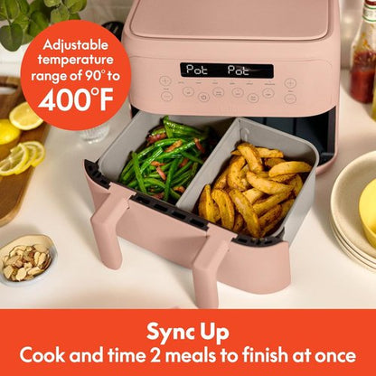 Bella 4 Qt TriZone Air Fryer - EverGood™ Ceramic Nonstick, Dual Basket Design, Digital Touchscreen, 1200 Watt, Blossom