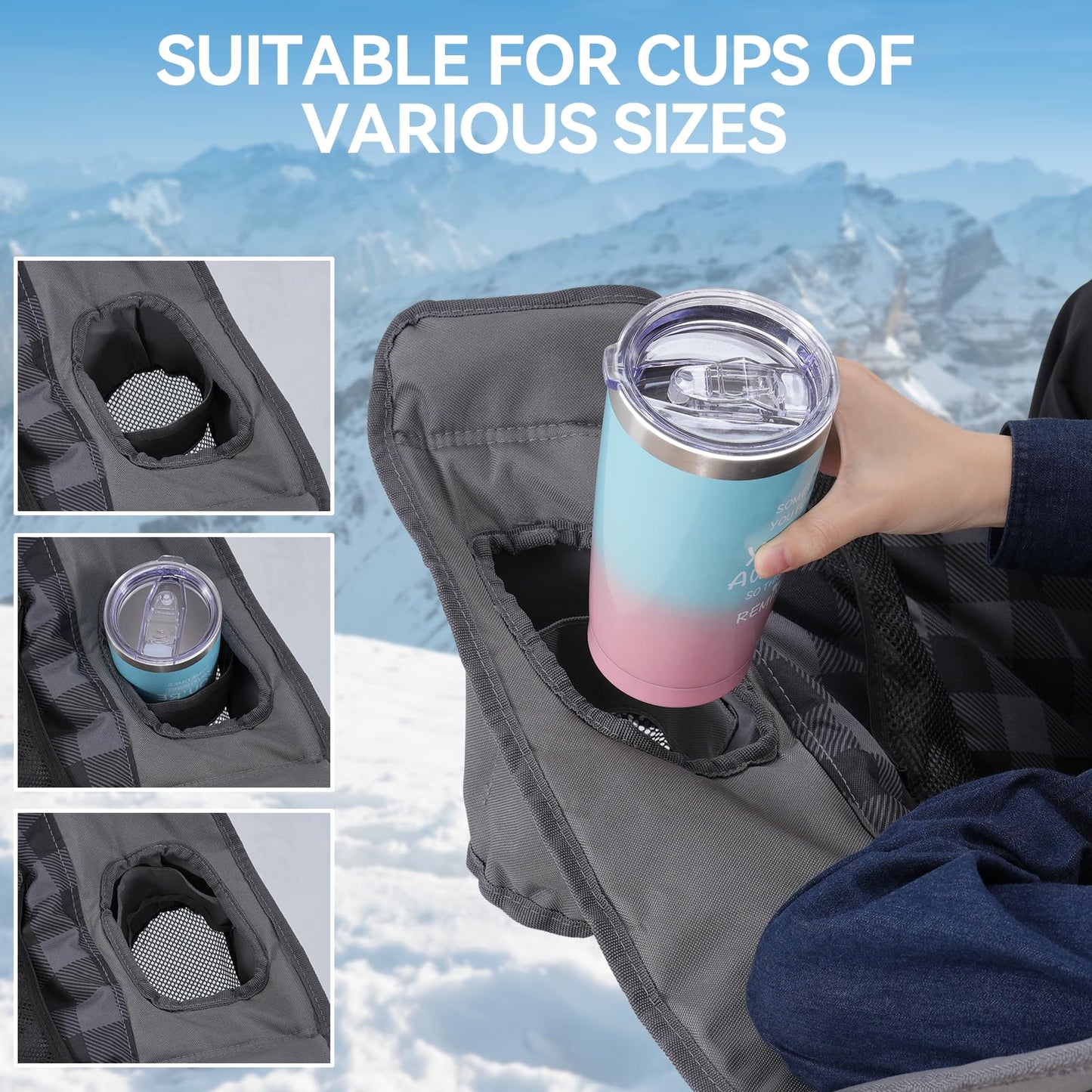 Double Camping Chair Padded 2 Person Camping Chair Camping Loveseat - Heavy Duty Oversized Camping Couch for Adults Outdoor Lawn Beach - Portable Folding Sofa with Cup Holders and Carry Bag, Grey