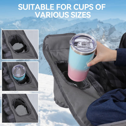 Double Camping Chair Padded 2 Person Camping Chair Camping Loveseat - Heavy Duty Oversized Camping Couch for Adults Outdoor Lawn Beach - Portable Folding Sofa with Cup Holders and Carry Bag, Grey