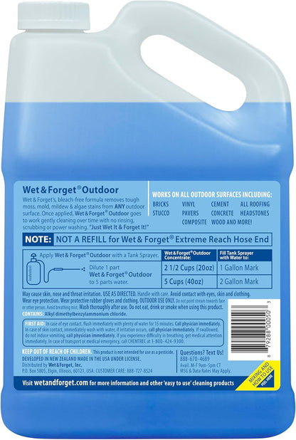 Wet & Forget Moss & Mold Remover - Powerful Multi-Surface Outdoor Cleaner, 128 Fl Oz