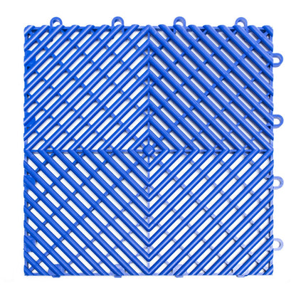 Big Floors RaceDeck Garage Floor Tiles, Interlocking Garage Flooring, Free-Flow Open Rib Self-Draining Heavy-Duty Copolymer Modular Tile (Bright Blue, 48 Pack of 12 x 12" Tiles, 48 Sq Ft)