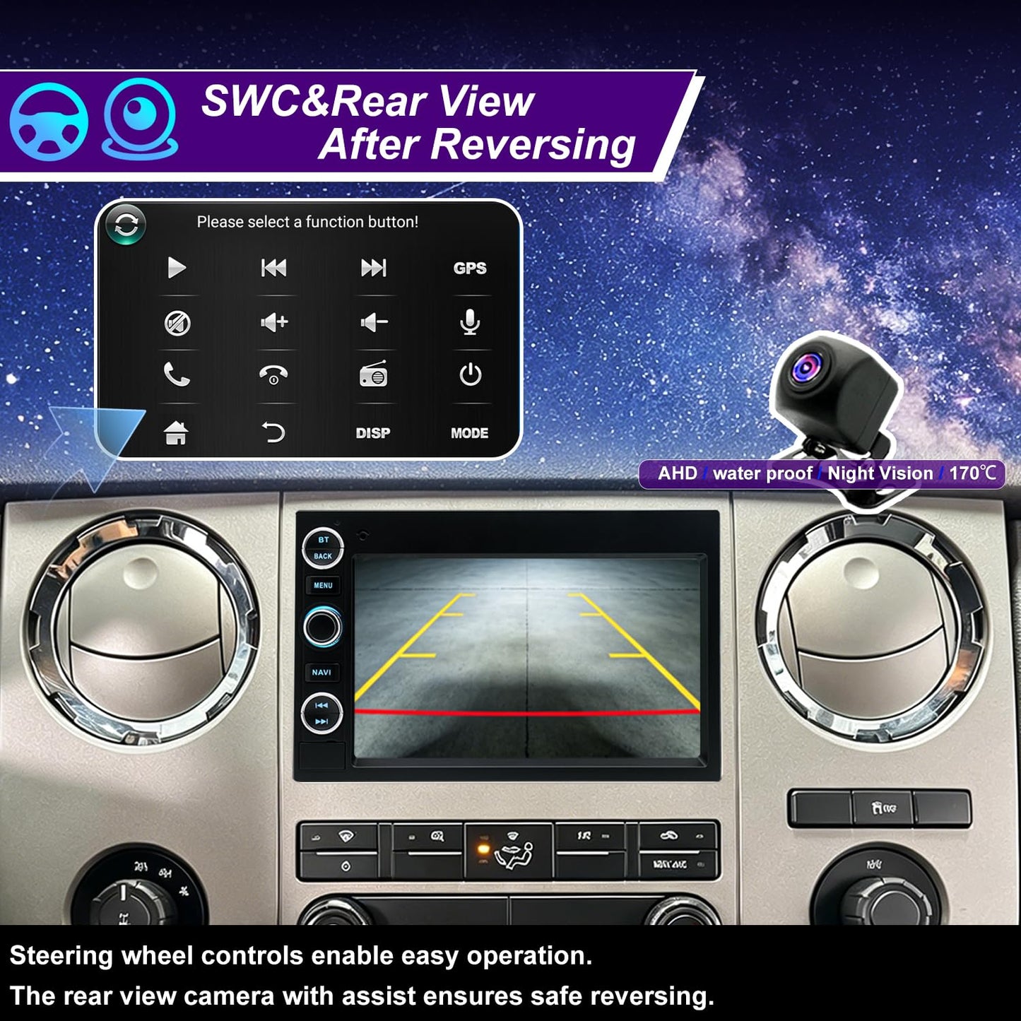 5GWiFi Radio for Ford F150 2004-2008, F250/F350 2006-2016, E150/E250/E350 2009-2014, Edge 2007-2010, Escape 2008-2012, Mustang Fusion Expedition Explorer 7"Touchscreen Stereo Carplay Android Auto GPS