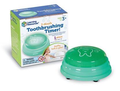 Learning Resources 2 Minute Toothbrushing Timer - Toothbrush Timer for Kids, Timers for Kids Bathroom, Toddler Teeth Brushing Button, Visual Countdown for Tooth Brushing