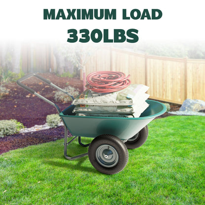 Idzo 2-Wheel Heavy-Duty Wheelbarrow Cart, 330 lb Capacity, Ergonomic Padded Handle and 14 Inch Pneumatic Tires for Maximum Stability, Ideal Wagon for Moving Soil, Shrubs, Plants, Easy Assembly