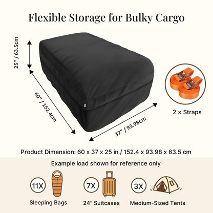 iBirdie Truck Bed Cargo Bag, 32 Cubic Feet Waterproof Storage Box, 1200D Heavy Duty, Size 60'' × 37'' × 25'', Foldable Soft-Shell Cargo Organizer with Straps