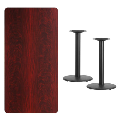 Flash Furniture 30'' x 60'' Rectangular Mahogany Laminate Table Top with 18'' Round Table Height Bases