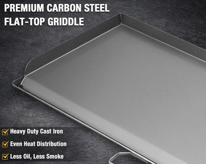 Hisencn Cast Iron Flat Top Fry Griddle for Camp Chef 3 Burner Stove, Griddle Top for Camp Chef Stove, GB90D, TB90LW, TB90, TB90LWG, TB90LWG15,SPG90B,CCH3,Portable Outdoor Stove Accessories,16 x 37 in