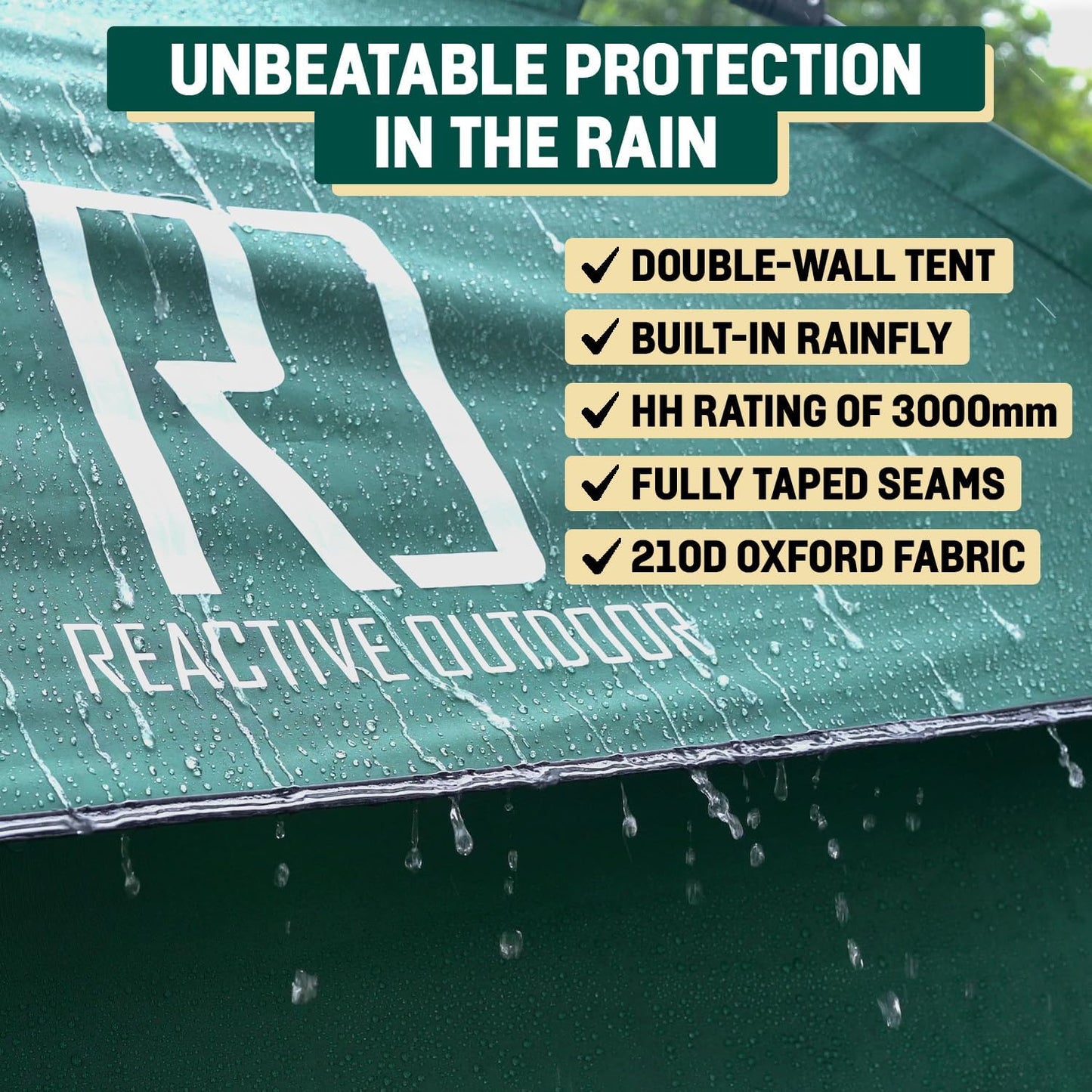 Reactive Outdoor Tent - 3 Second Tent - 3 Sec Instant Pop Up - Easy and Quick Setup Camping - 1 Person Setup Waterproof Double Layer Outdoor Camping (Large (2-3 Person))