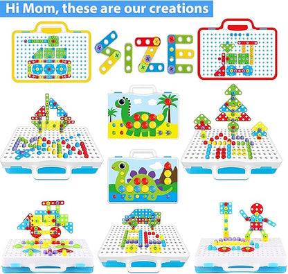 Educational Toys Building Blocks 244 Pieces Electric Screwdriver DIY Building Toys for Boys and Girls Educational Construction Building kit for Kids Ages 4 5 6 7 8 9 10 Year Old