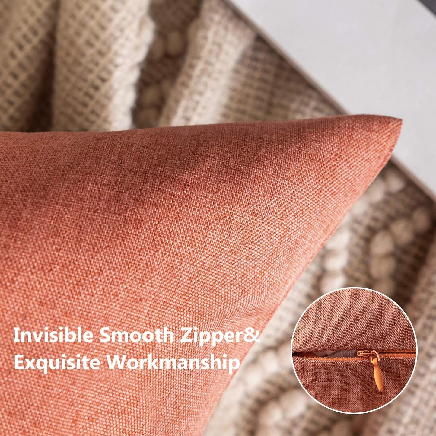 MIULEE Decorative Outdoor Throw Pillow Covers - Waterproof Faux Linen Cushion Cases | 26x26 Inch Coral Red (Pack of 2)