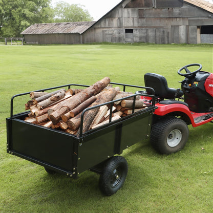 VEVOR Heavy Duty ATV Trailer Steel Dump Cart, 750 lbs 15 Cubic Feet, Garden Utility Trailer Yard Trailers with Removable Sides for Riding Lawn Mower Tractor