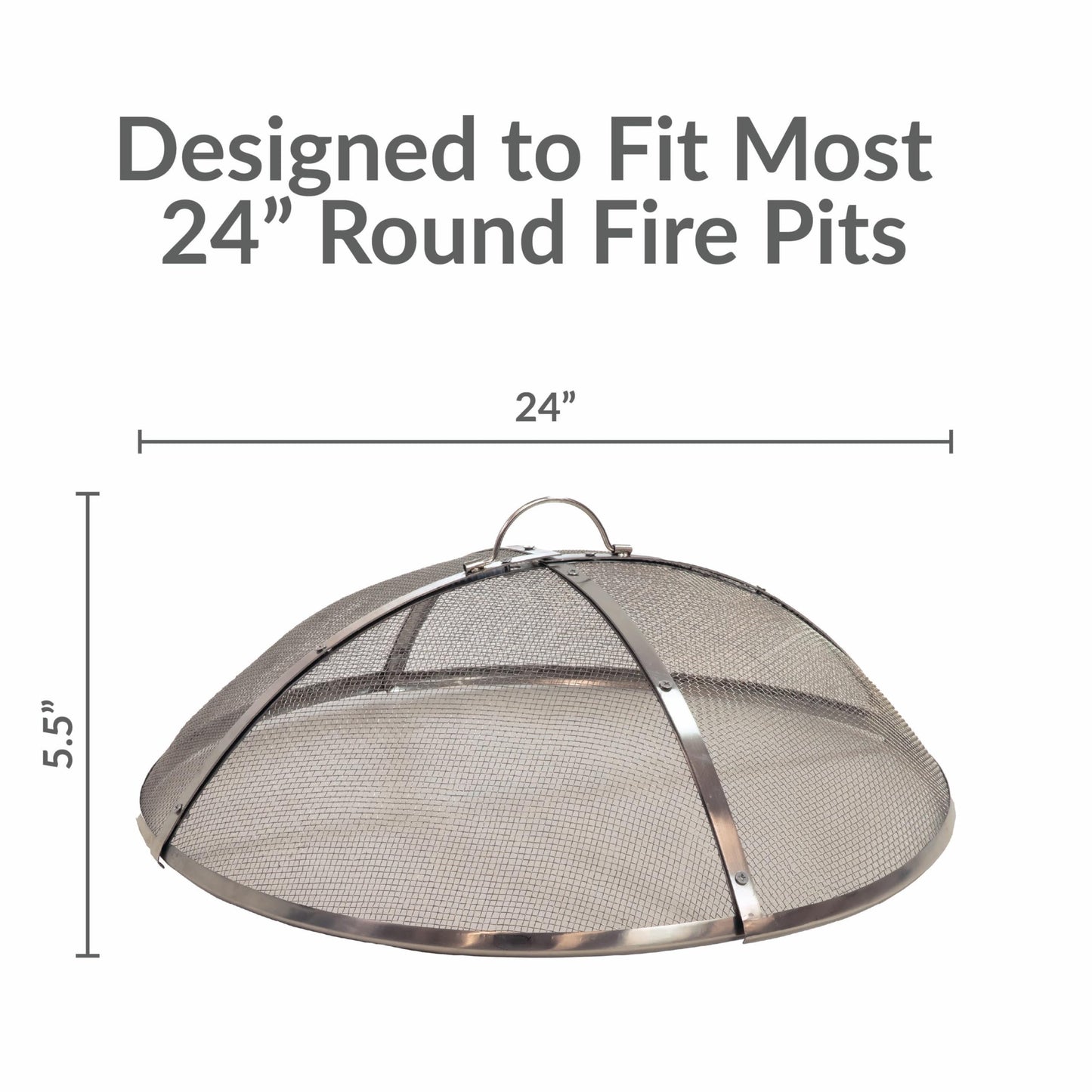 Sunnydaze 24” Round Rust-Resistant Stainless Steel Spark Screen with Handle and 26” Steel Fire Pit Poker Stick with Wood Handle