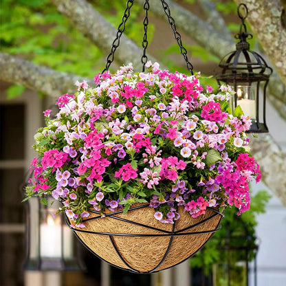 Karlliu 4 Pack 14 Inch Hanging Baskets for Plants Outdoor Large Flower Planters with Coco Liner for Outside Panting Watering Plant Pot Holder for Home Garden Porch Balcony Railings Decor