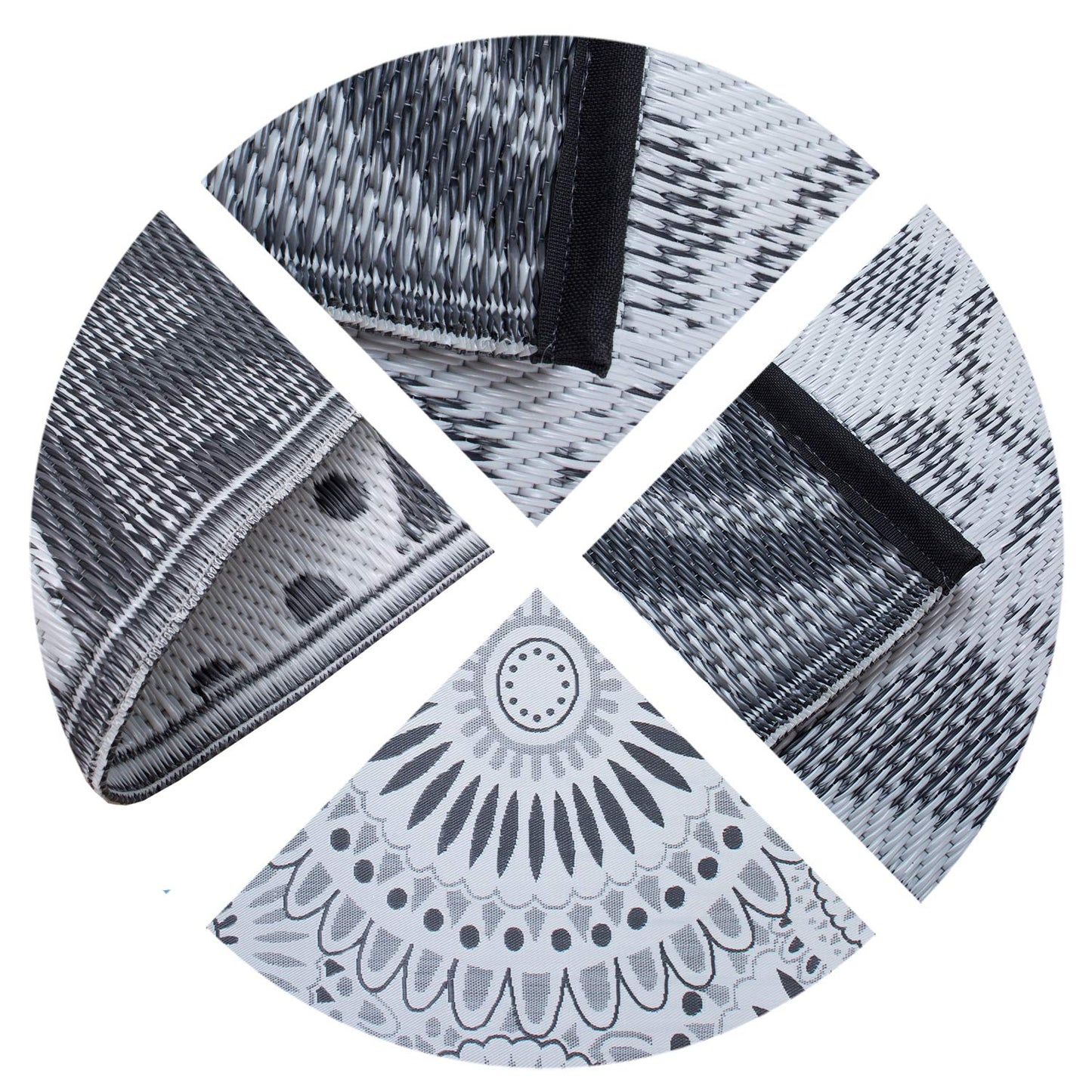 Santex Reversible Outdoor/Indoor Plastic Straw Rugs Waterproof Portable Mat Easy to Clean Outdoor Patio Mat, Perfect for Garden, Patio, Picnic, Decking-（Grey,9x18Ft