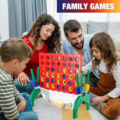 1.9 Feet Giant 4 in A Row Game Jumbo 4-to-Score Connect Game Set for Kids &amp Adults Outdoor Yard Lawn &amp Indoor Floor Play Family Game Night &amp Party Board Games Grand Birthday Easter Gif