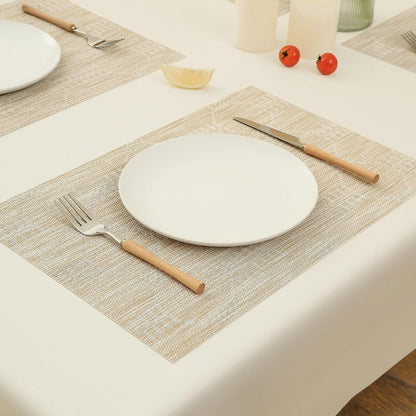 Leetaltree Wheat Placemats Set of 8 - Heat Resistant Non-Slip Place mats for Dining Table, Washable Durable PVC Vinyl Woven Table Mats（Wheat, 8）