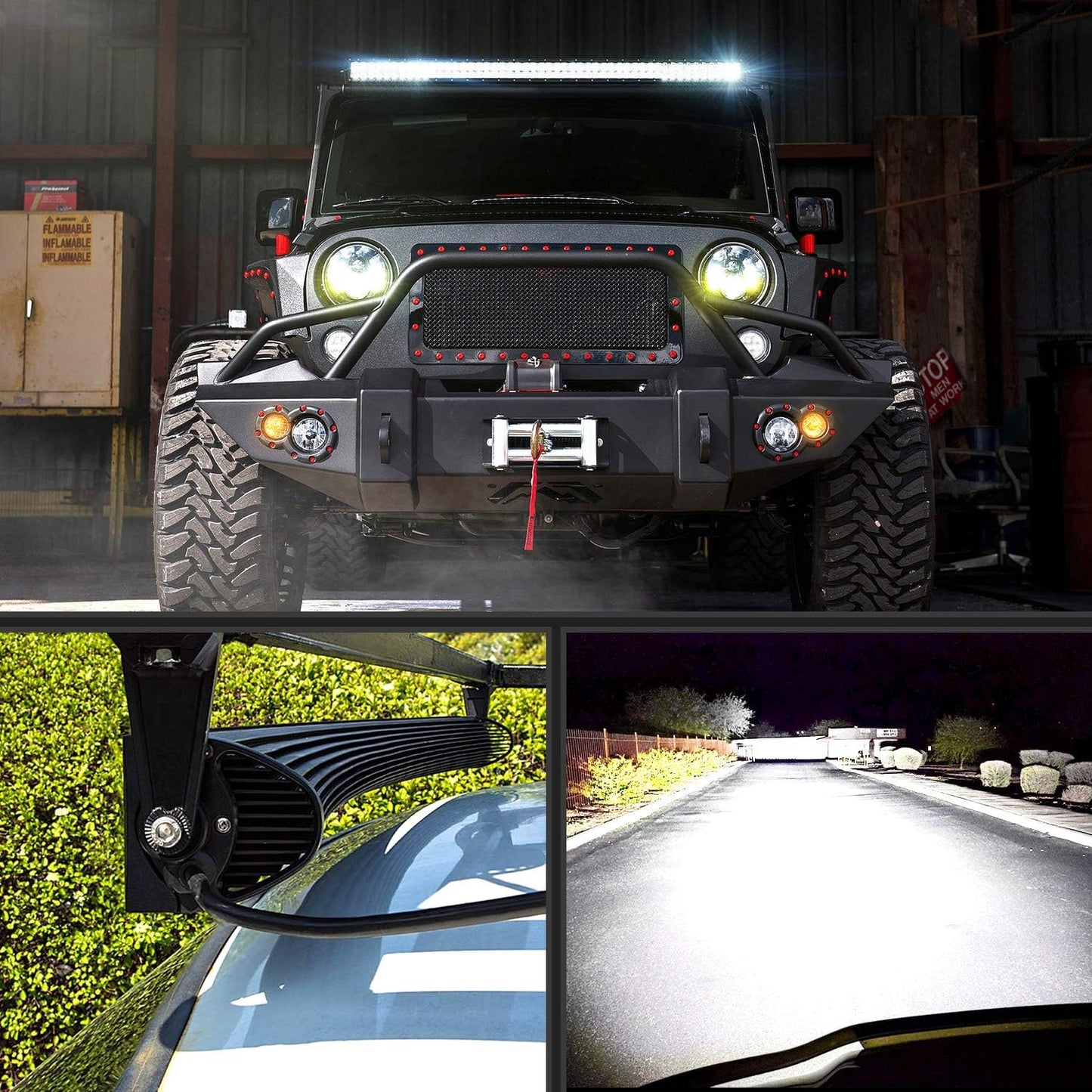 Nilight 54" 312W Curved LED Work Light Spot Flood Combo Bar Driving Fog Lamp off road lights