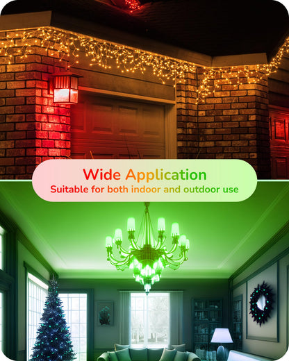 EDISHINE LED Candelabra Bulbs, Dimmable, 60 Watt Equivalent, Red & Green, Vintage Candle Light, Model HDCC35J, 6 Pack
