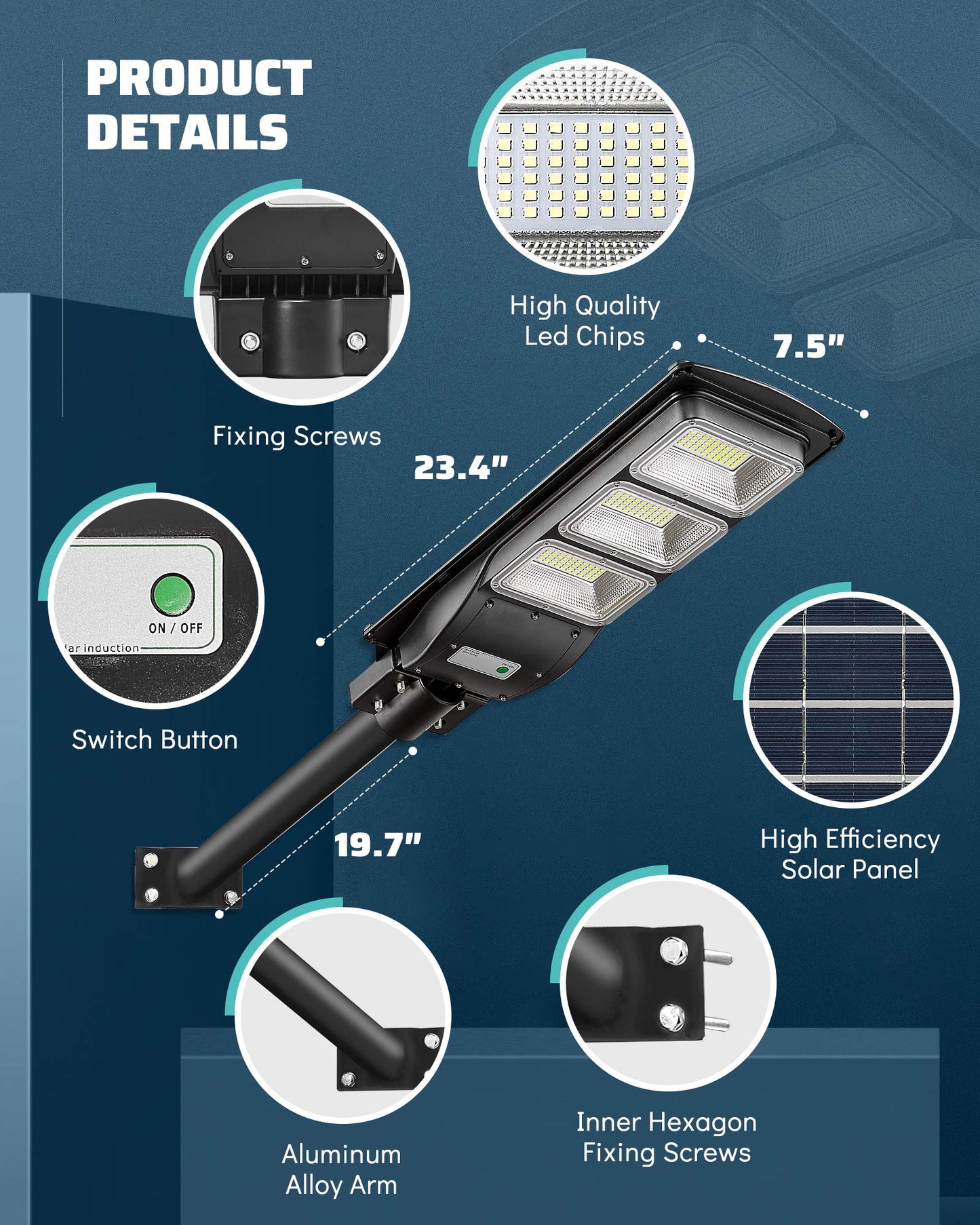 Lovus 2Pack 3600W Solar LED Street Lights, IP65 Waterproof Outdoor Solar Motion Sensor Flood Security Lights Dusk to Dawn for Parking Lot, Home, Garage