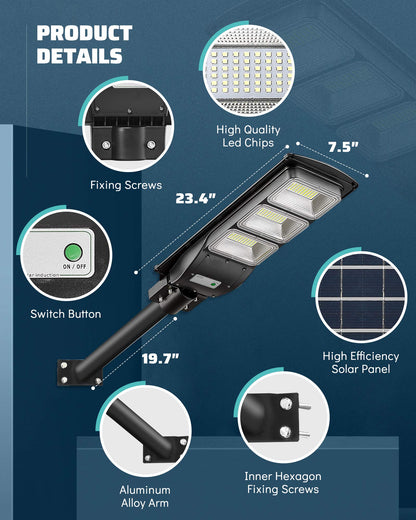 Lovus 2Pack 3600W Solar LED Street Lights, IP65 Waterproof Outdoor Solar Motion Sensor Flood Security Lights Dusk to Dawn for Parking Lot, Home, Garage