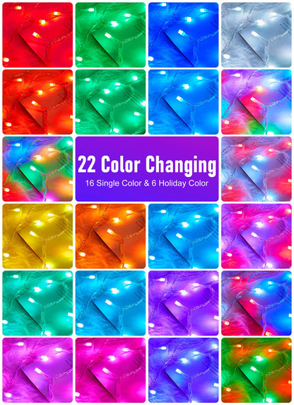 Minetom Color Changing String Lights, 33FT, 100 LED, Remote Control, 12 Lighting Modes, Indoor/Outdoor Fairy Lights