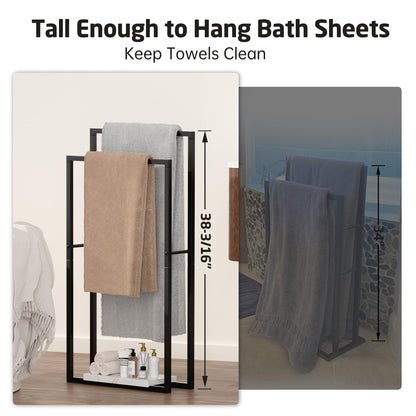 KES 38" H Standing Towel Racks for Bathroom & Countertop Hand Towel Holder, BTH501-BK+BTH223-BK