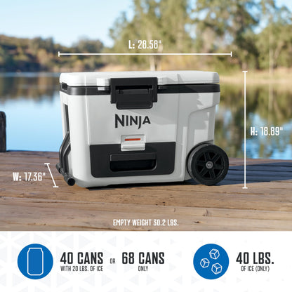 Ninja FrostVault 45QT Cooler with Wheels | Insulated with Temp Dry Storage Drawer | Keeps Ice Cold for Days | for The Beach, Camping, Picnics & More | Halocline Green | FB245TL