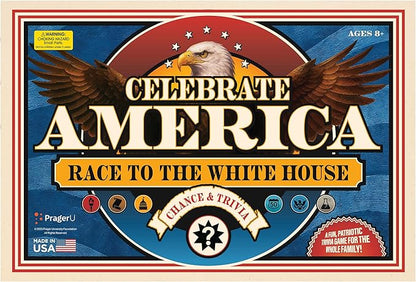 PragerU: Celebrate America - Race to The White House Board Game USA Trivia Game America’s 250th Anniversary Edition Families &amp Kids 8+ 2+ Players Made in America