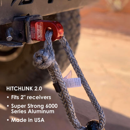 Factor 55 Shackle Mount Receiver HitchLink 2.0 Rated 9,500 lbs, Red, Bundle with a Factor 55 Quick Release Hitch Pin and Keychain