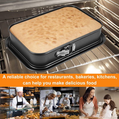 Abizarch Springform baking Pan Rectangle, 14 x 9.5 Inch Large Spring Form Cake Pan with Removable Bottom, Non-stick Cheesecake Cake Pan Bakeware for Home Kitchen DIY (Rectangular)