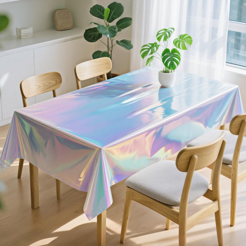 1 Pack Iridescent Tablecloth, 54" x 108" Birthday Party Table Cloths Iridescence Plastic Disposable Table Covers Iridescent Party Decorations, Birthday Decor Tablecloth for Buffet Table