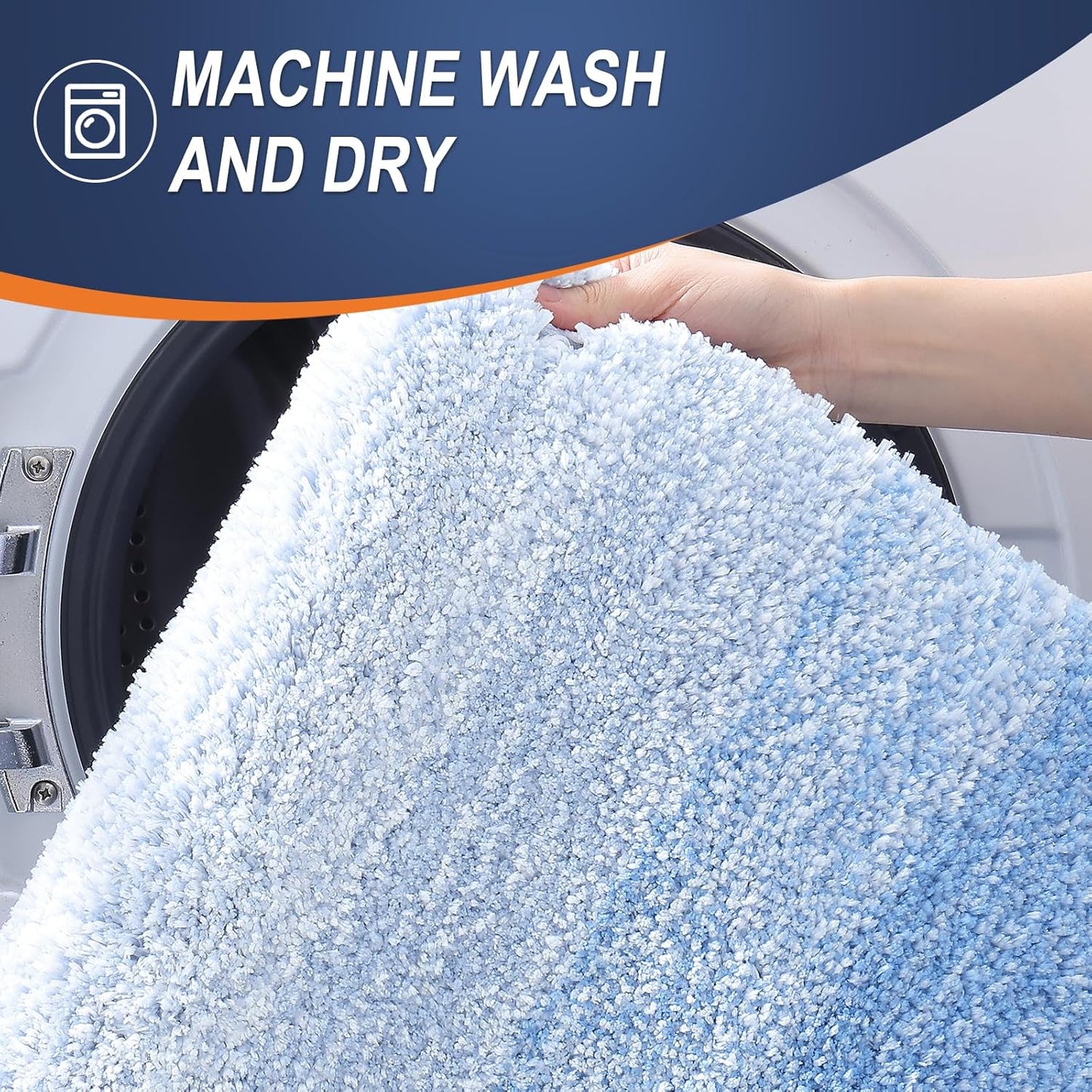 OLANLY Large Bathroom Rugs - Extra Soft Microfiber Mat 44x32 | Quick Dry & Washable, Light Blue