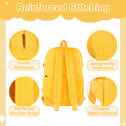 Lifelix Kawaii Backpack for Girls 5 Pcs School Bookbag Cuet Kids Schoolbag with Accessories Crossbody Bags Pencil Case Handbag Coin Purse (Yellow)
