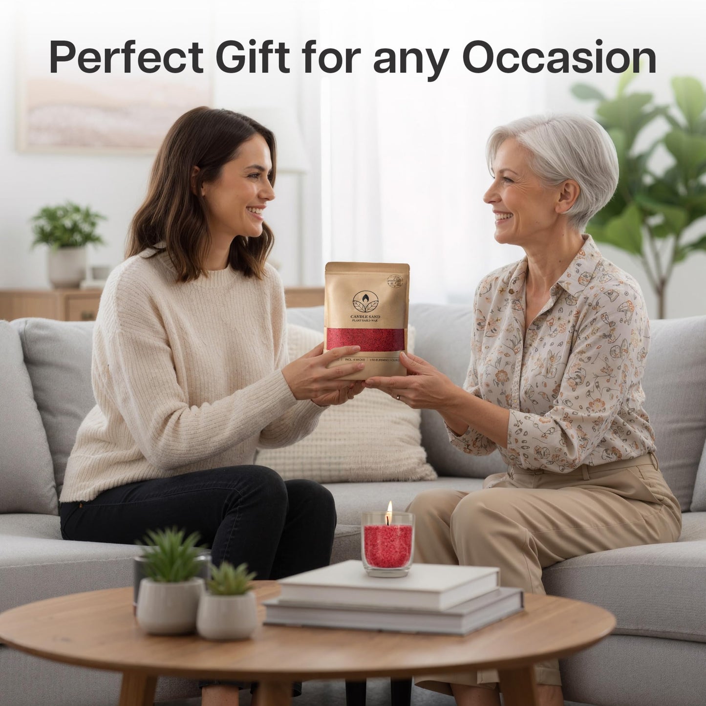 comforder Unscented Candle Sand with Wicks, Pearled Candle, Wax Granules, 14oz Sand Wax Granules + 4 Wicks (Red)