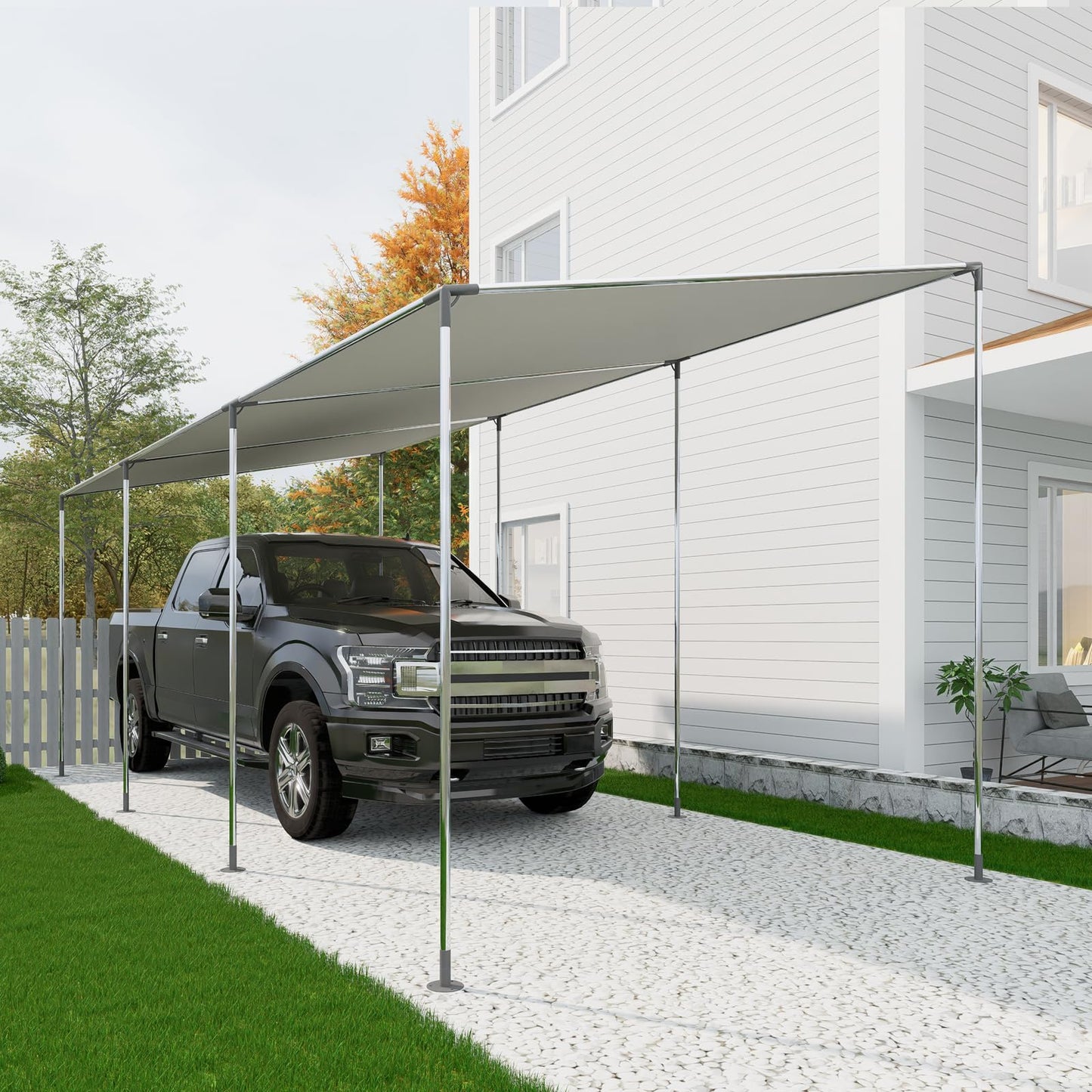 ICITYWALL 8 Leg Carport Kits，Slant Roof Canopy Fitting Kit with 1-3/8" ID, Galvanized Steel Carport Connectors, shed Frame kit DIY Project