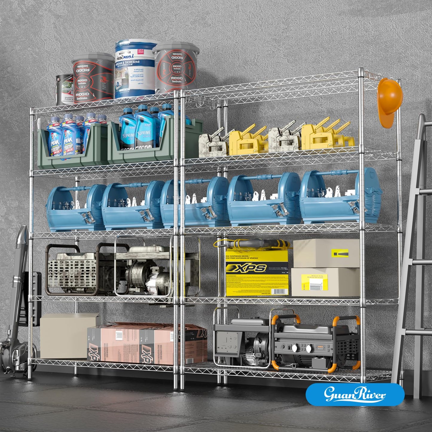 Guan River 5-Shelf Adjustable Metal Shelf Wire Shelving Unit Heavy Duty Storage Rack Display Shelf for Office,Kitchen,Bedroom,Bathroom,Laundry,Pantry Basement,Garage(Chrome,48" L x 18" W x 72" H)