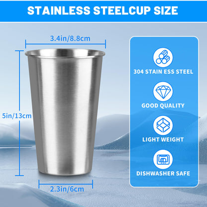 HAMILADUO 150Pack 16 oz Stainless Steel Pint Cups,Stainless Steel Cup,Pint Cup Tumbler，water Tumbler,Stackable,Reusable,BPA Free, (150)