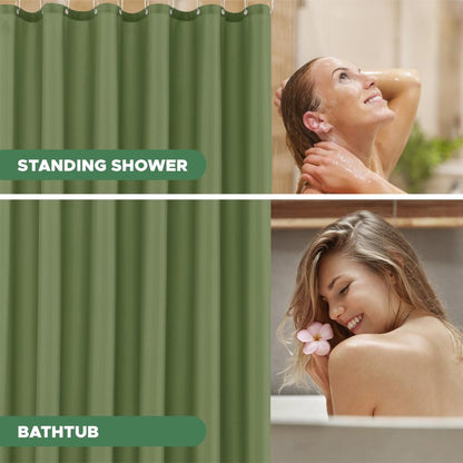 Biscaynebay Hotel Quality Fabric Shower Curtain Liners 72 Inch by 72 Inch, Sage Water Resistant Bathroom Curtains Rust Resistant Grommets & Weighted Bottom Hem Machine Washable