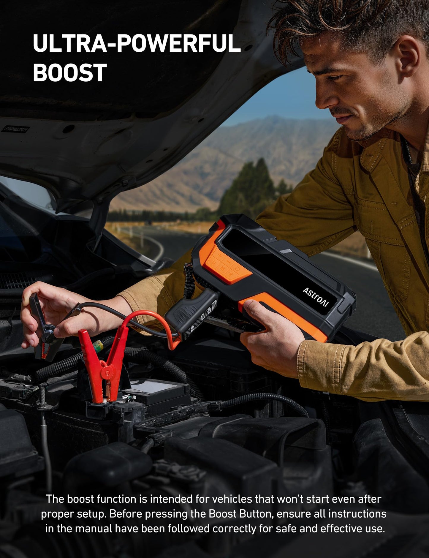 AstroAI Jump Starter with Air Compressor, Car Battery Jump Starter Portable with 150PSI Cordless Auto-Shutoff Tire Inflator, 12V Battery Charger Booster (Gold)