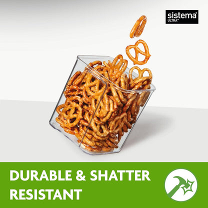 Sistema Tritan Ultra Airtight Storage Containers - 5-Pack Clear Stackable Food Storage, BPA-Free & Dishwasher Safe