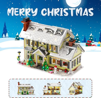 Christmas Holiday House Building Set LED DIY Christmas Holiday Snow Village Christmas House Compatible with Lego Gifts for Boys Girls Family and Friends (1156pcs)