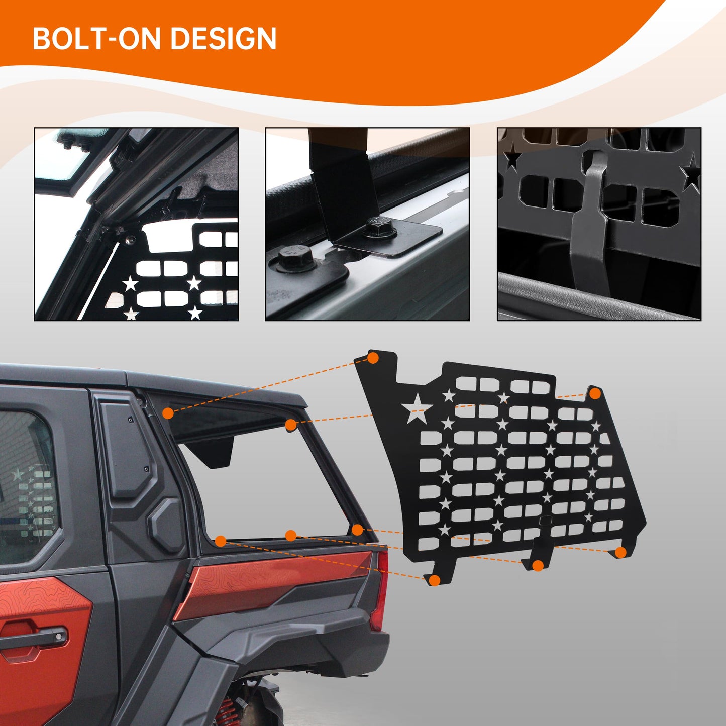 CUSAUTV Rear Window Molle Panels for XPEDITION ADV/ ADV5 2024+, Aluminum Rear Side Windows Protective Decoration Compatible with Polaris XPEDITION ADV/ ADV5 2024+ Accessories