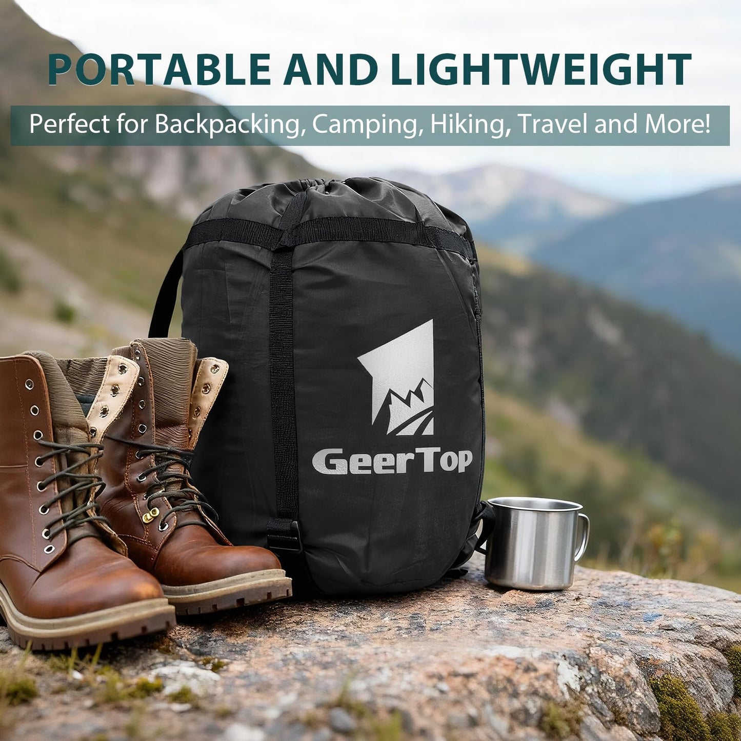 GEERTOP 2 Person Sleeping Bag with Dual Comfort Layer for Couples Adults - 4 Season Cold & Warm Weather Camping Hiking Backpacking Double Sleeping Bag