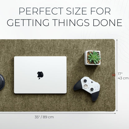 Nordik Large Felt Desk Mat – Timber Moss Green – 35 x 17 inch – Computer Desk Mat – Keyboard and Mouse Pad – Large Desktop Felt Pad